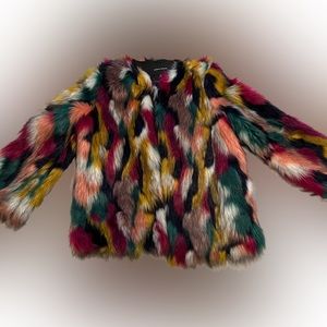 Jealous Tomato Multicolored Faux Fur Jacket